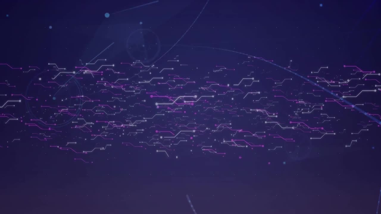 Animation of glowing green lines glowing spots and data processing