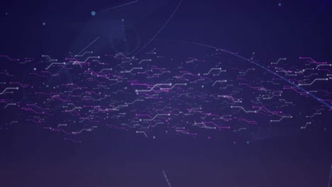 animation of glowing green lines glowing spots and data processing