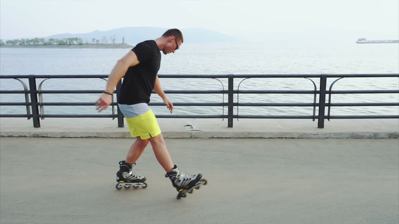 Man Rollerblading by a River
