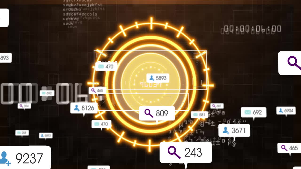 Animation of data processing over media icons and scope scanning