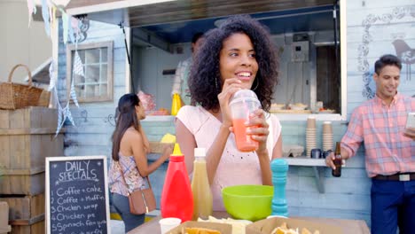 beautiful woman drinking juice