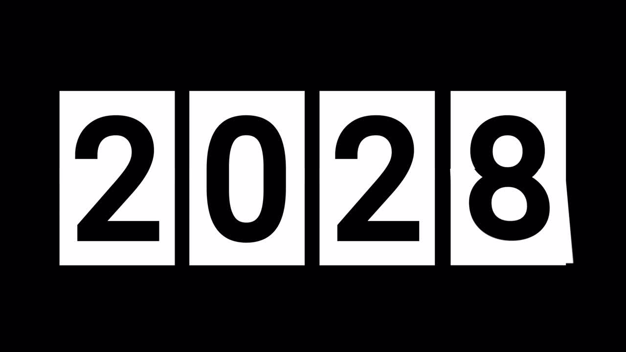 Digital Year Counter Changing from 2028 to 2029