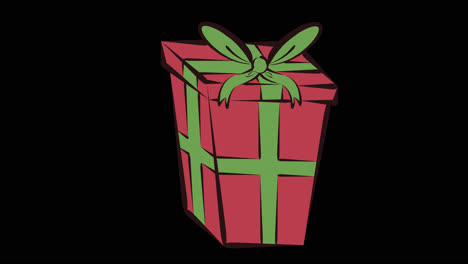 red gift box with green ribbon
