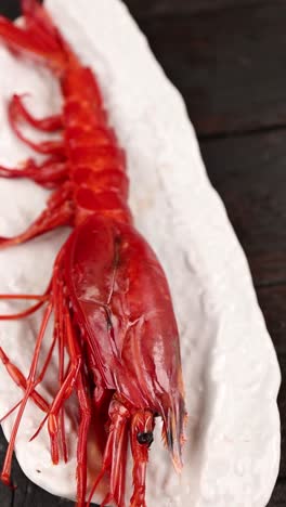 delicious red shrimp on a white plate