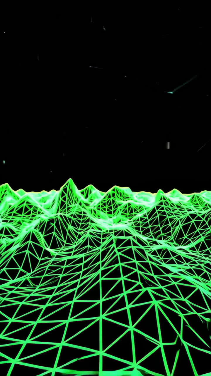 Retro Neon Wireframe Digital Landscape
