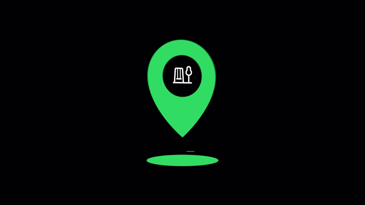 Animated Green Map Location Pins with Park Icons