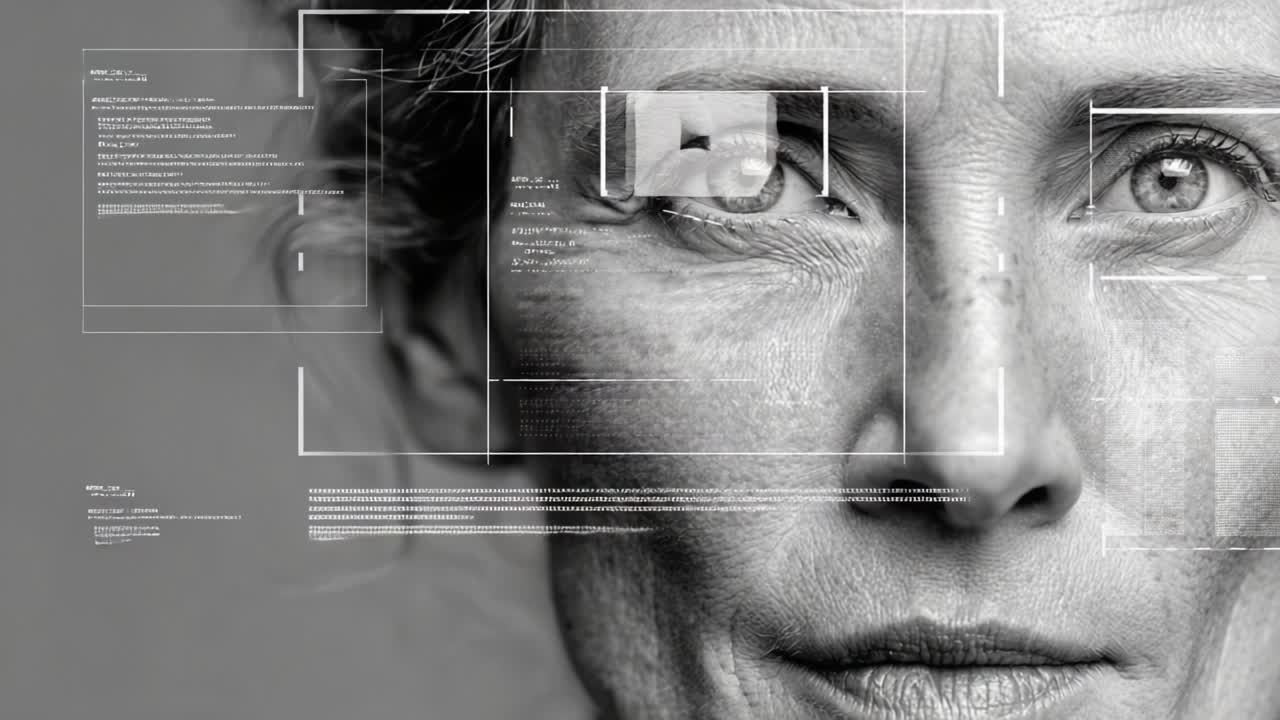 A Close-Up Artistic Portrait Capturing the Depth of Human Emotion Through Intense Eyes Merging Technology and Humanity in a Stunning Display of Visual Storytelling