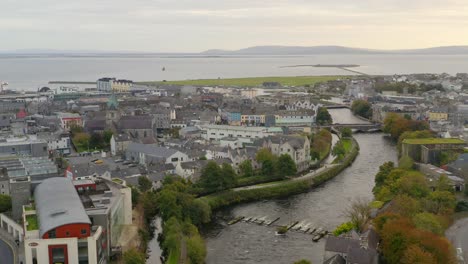 aerial view of corrib river and galway bay