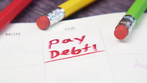 pay debt reminder on calendar