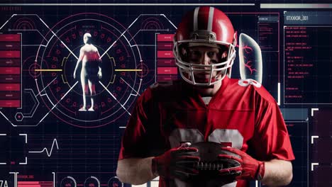 animation of data processing with male american football player with ball