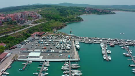 Top-down-view-of-yachts-in-the-Sozopol-port-during-the-summer