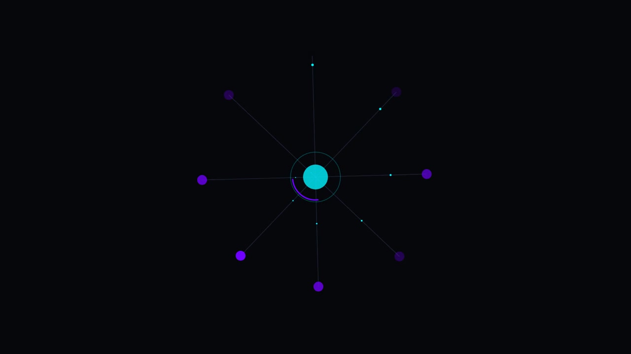 Motion graphic astratto di nodi di rete digitali rotanti