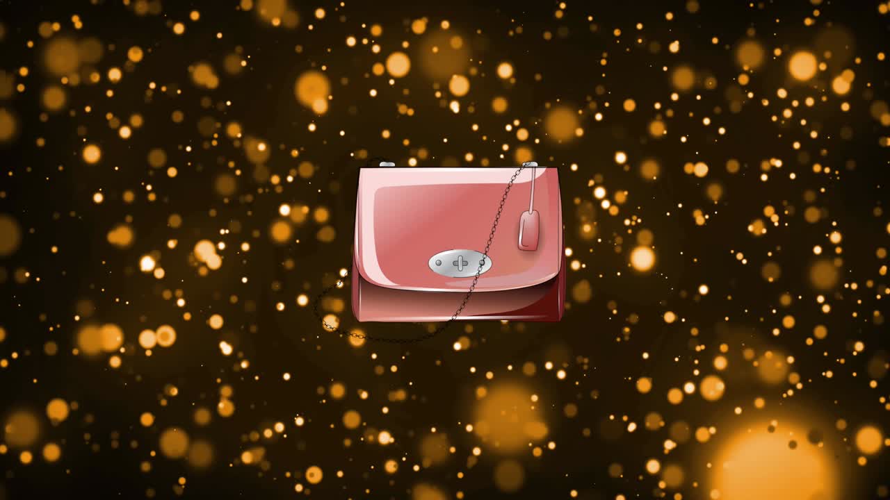 어두운 배경에서 움직이는 밝은 오렌지색 빛 반점 위에 분홍색  ⁇ 드백의 애니메이션