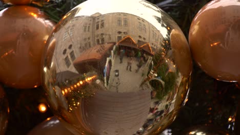 christmas market bauble reflection