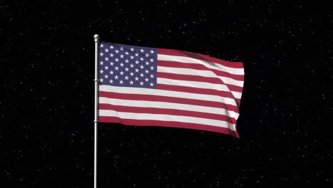 usa flag waving on black background. seamless loop 3d animation of us symbol.