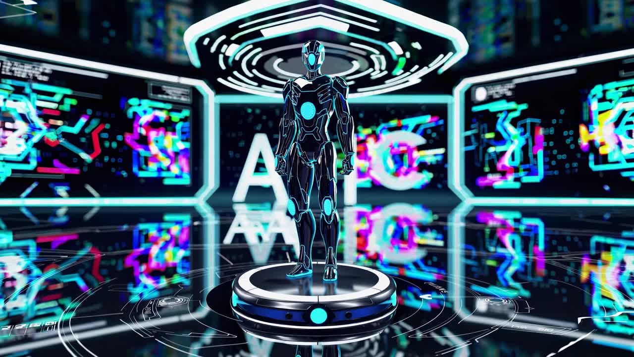 Futuristic Robot in a High-Tech AI Environment