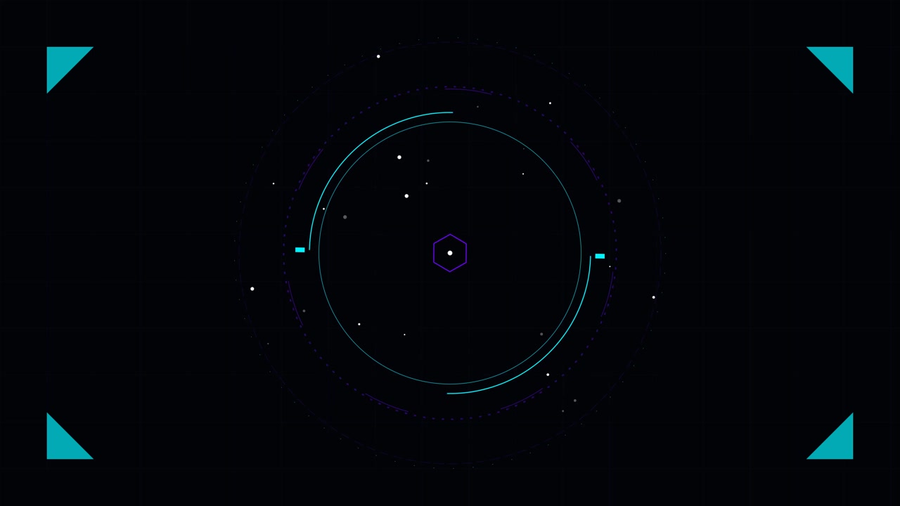 Futuristic Digital HUD Interface with Rotating Circular Elements
