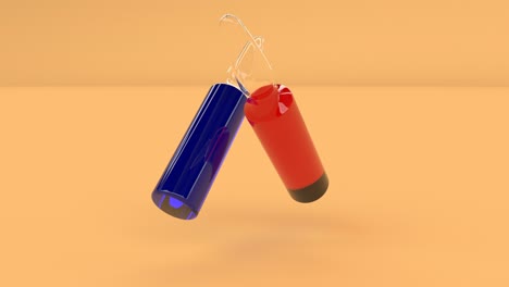 ampoules with red and blue vaccines float in the air able to loop seamless 4k