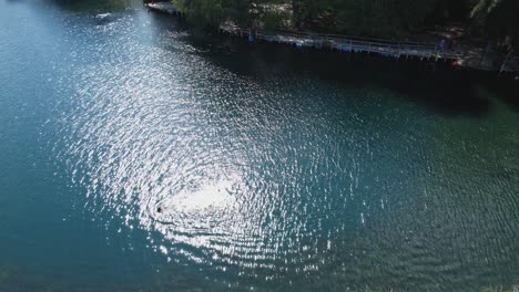 people swimming in a lake