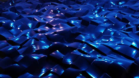 estilo oscuro abstracto bajo fondo poli en 4k. ondas abstractas se mueven en superficie metálica brillante en bucle. animación suave y sin costuras. simple geometría minimalista bg. color azul