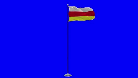 north ossetia 3d illustration of the waving flag on a pole with chroma key