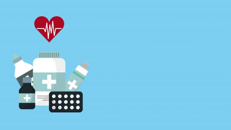 heart cardio and medicines animation