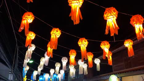 thai lanterns at pai night market, thailand