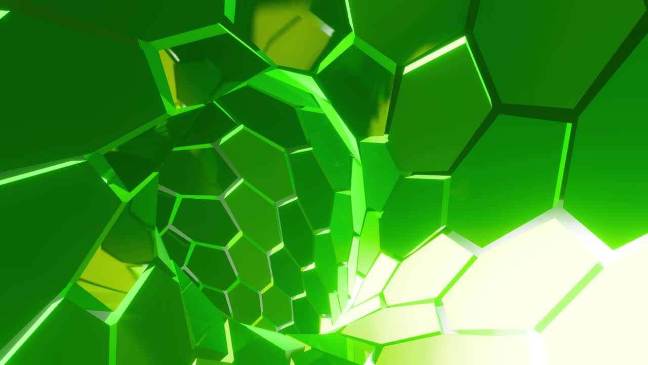 3D animation of hexagon tunnel futuristic corridor in loop
