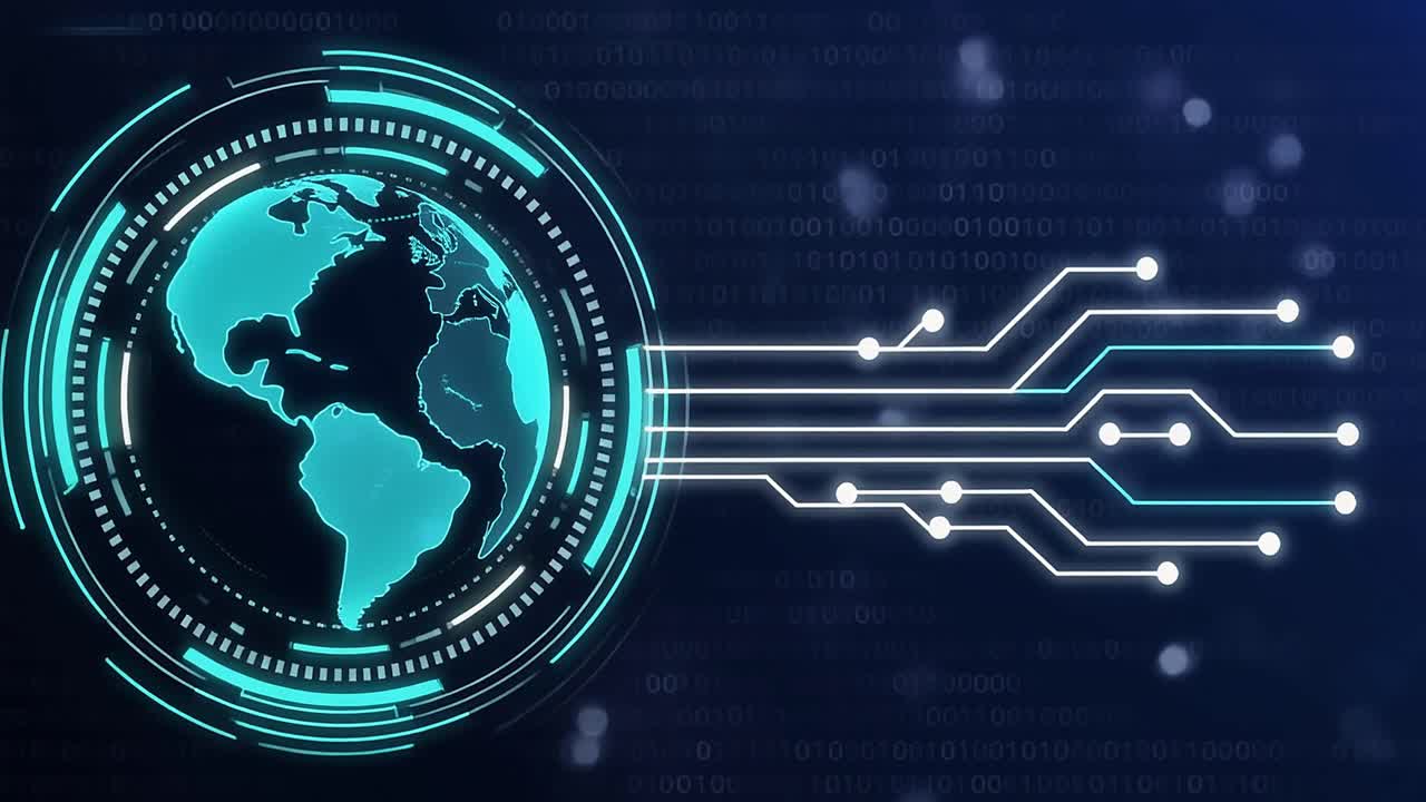 Futuristic Digital Earth Globe with Circuit Board Connections