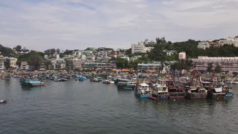 aerial view of marina at cheung chau island in hong kong city