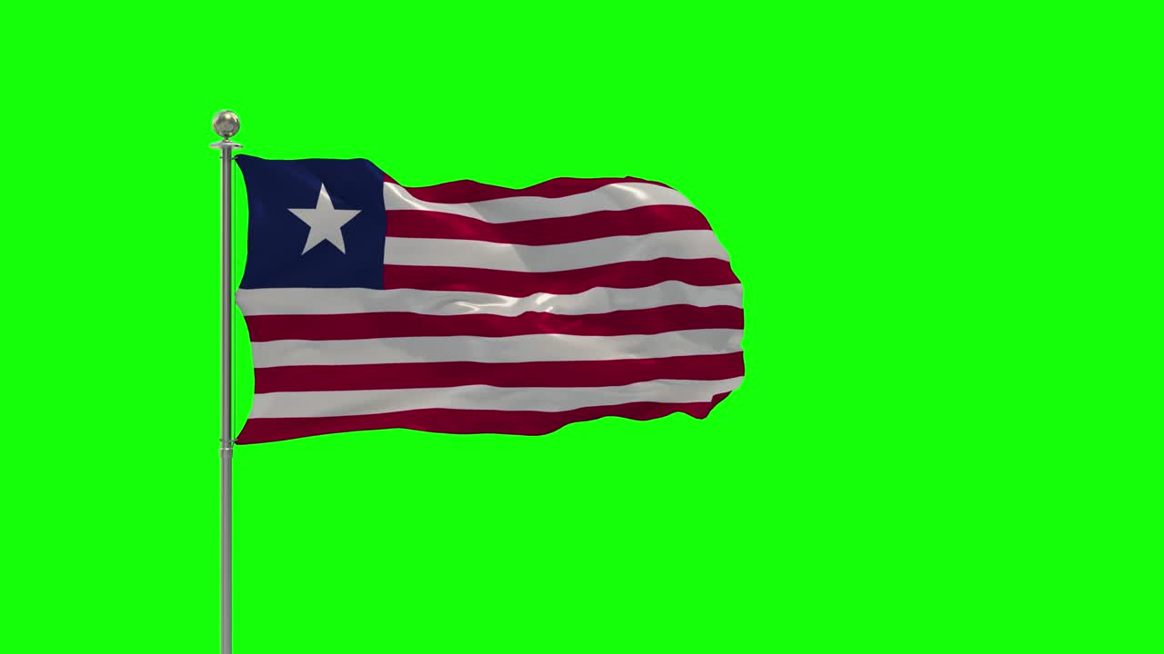 ilustración 3d de la bandera ondeando en un poste con croma