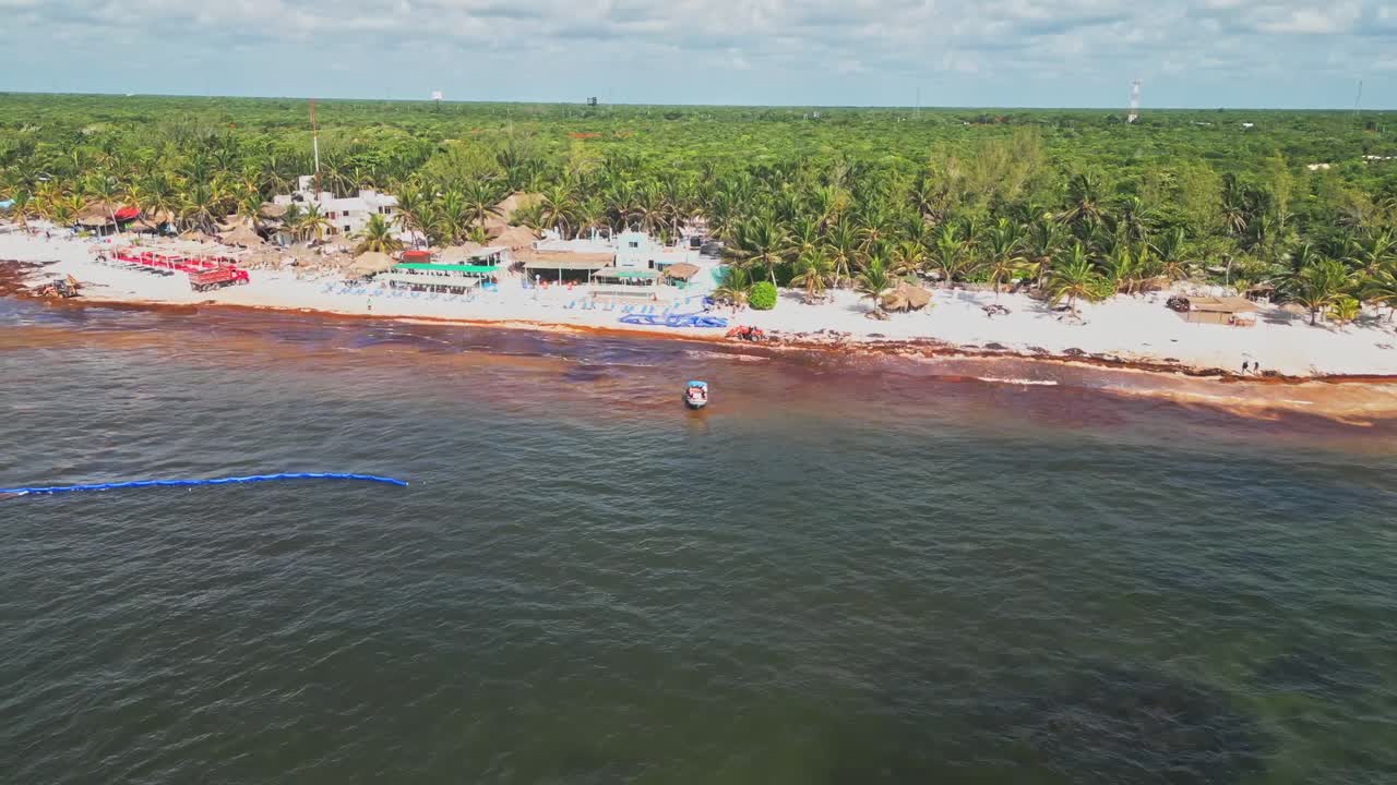 Canopy boat transportation, coastal lifestyle, seaside beach location