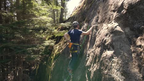 drone footage of a man climbing at squamish in bc, canada