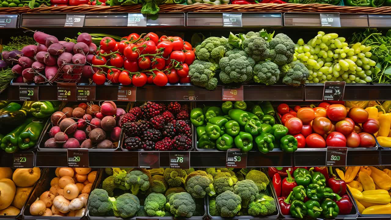 Fresh Produce Display at Grocery Store
