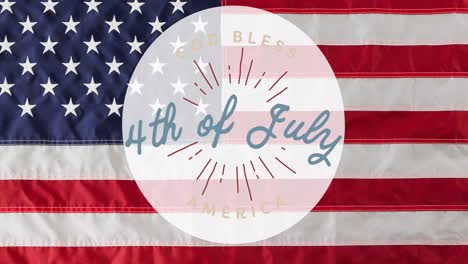 animation of 4th of july text with over american flag