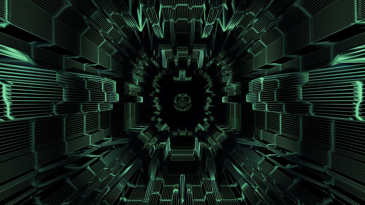 diseño de marco de alambre atmosférico corredor de túnel con luces y sombras ilustración 3d en vivo papel tapiz fondo de movimiento muestras visuales vj bucle