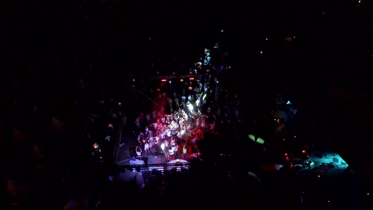 Aerial View of People Dancing at an Outdoor Night Party