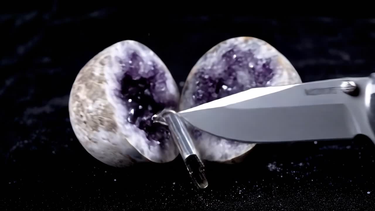 Cutting Open Amethyst Geodes