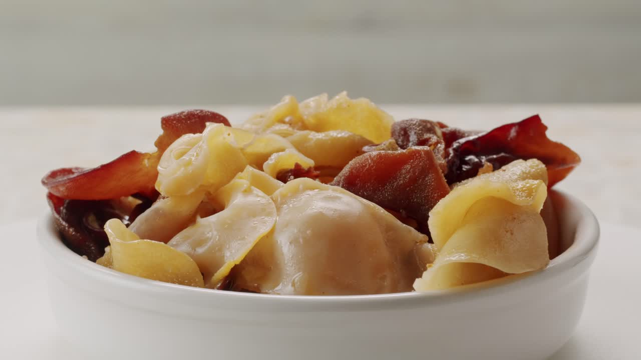 Preservation of vegetables in banks. Fermentation products. Harvesting mushrooms for the winter. Copy space. High quality 4k footage