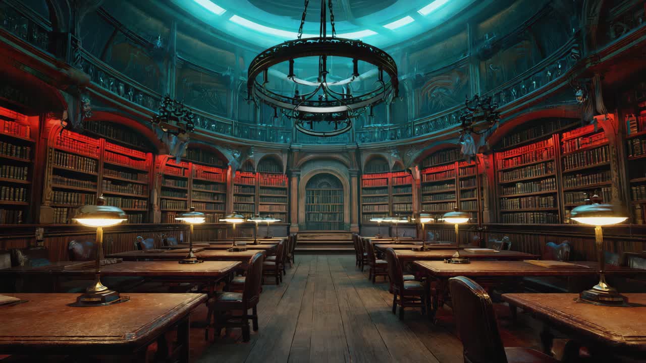 An ornate library interior