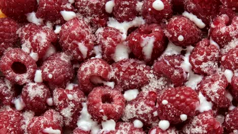 fresh raspberry fruit with yogurt.