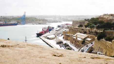 industrial vessels moored in port of malta island