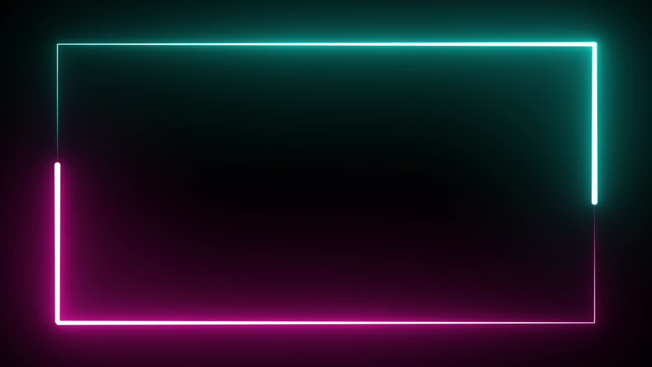 formas rectangulares de luz de neón azul y púrpura brillantes en fondo negro movimiento de bucle sin costuras.