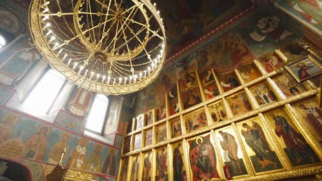 beautiful interior of an orthodox christian church. shooting is carried out inside the building with a wide-angle lens