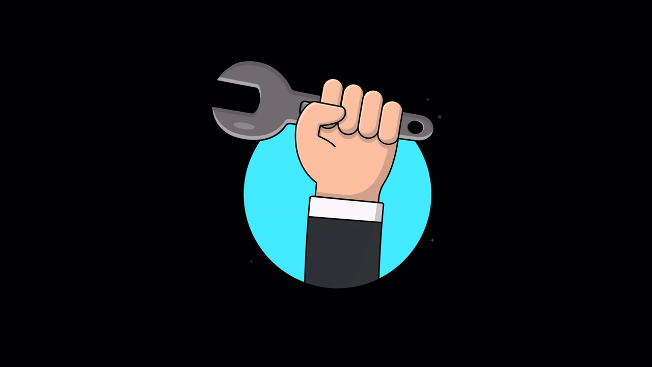 Animated Cartoon Hand Holding a Wrench