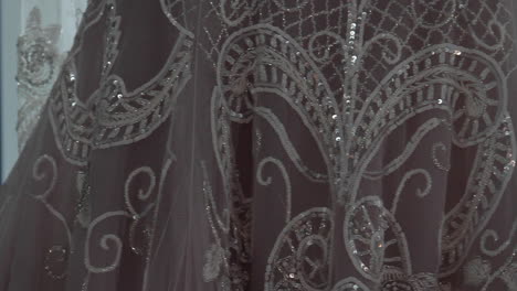 close-up of a lace wedding dress
