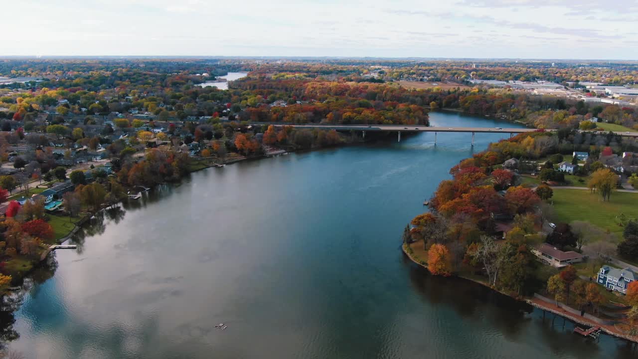 Pretty Fall view of the Fox River in Wisconsin