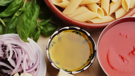preparación de ingredientes para la pasta