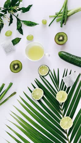 green goodness - fresh fruits, veggies, and tea