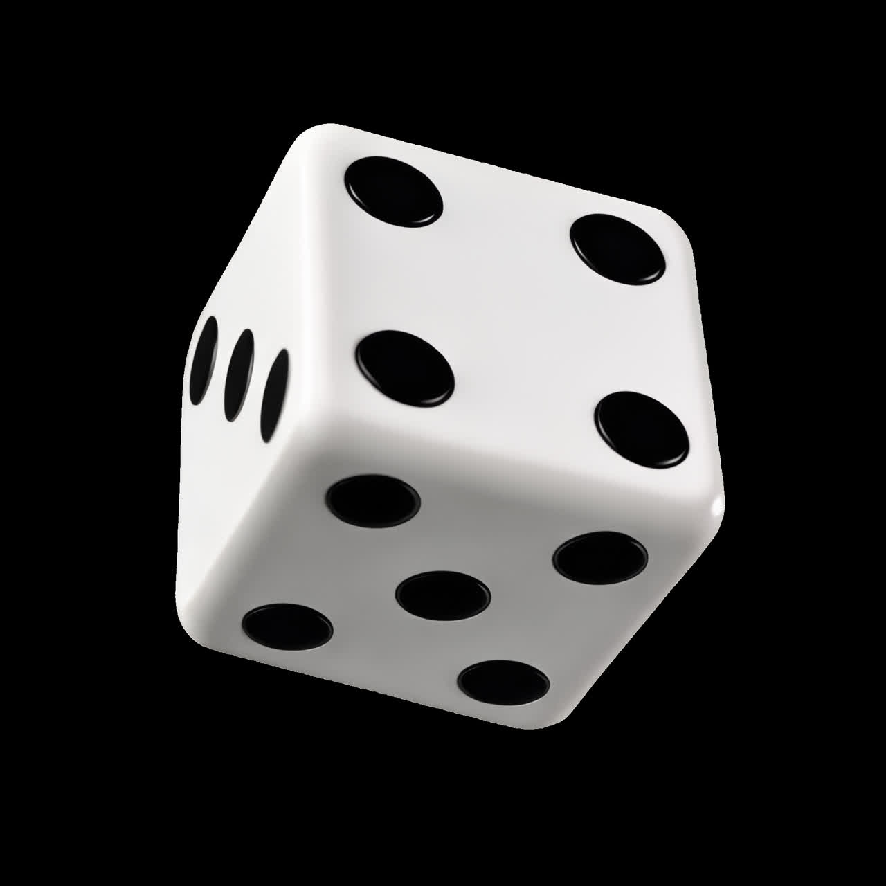 Floating dice animation isolated asset, transparent 4K video, alpha channel, ProRes 4444